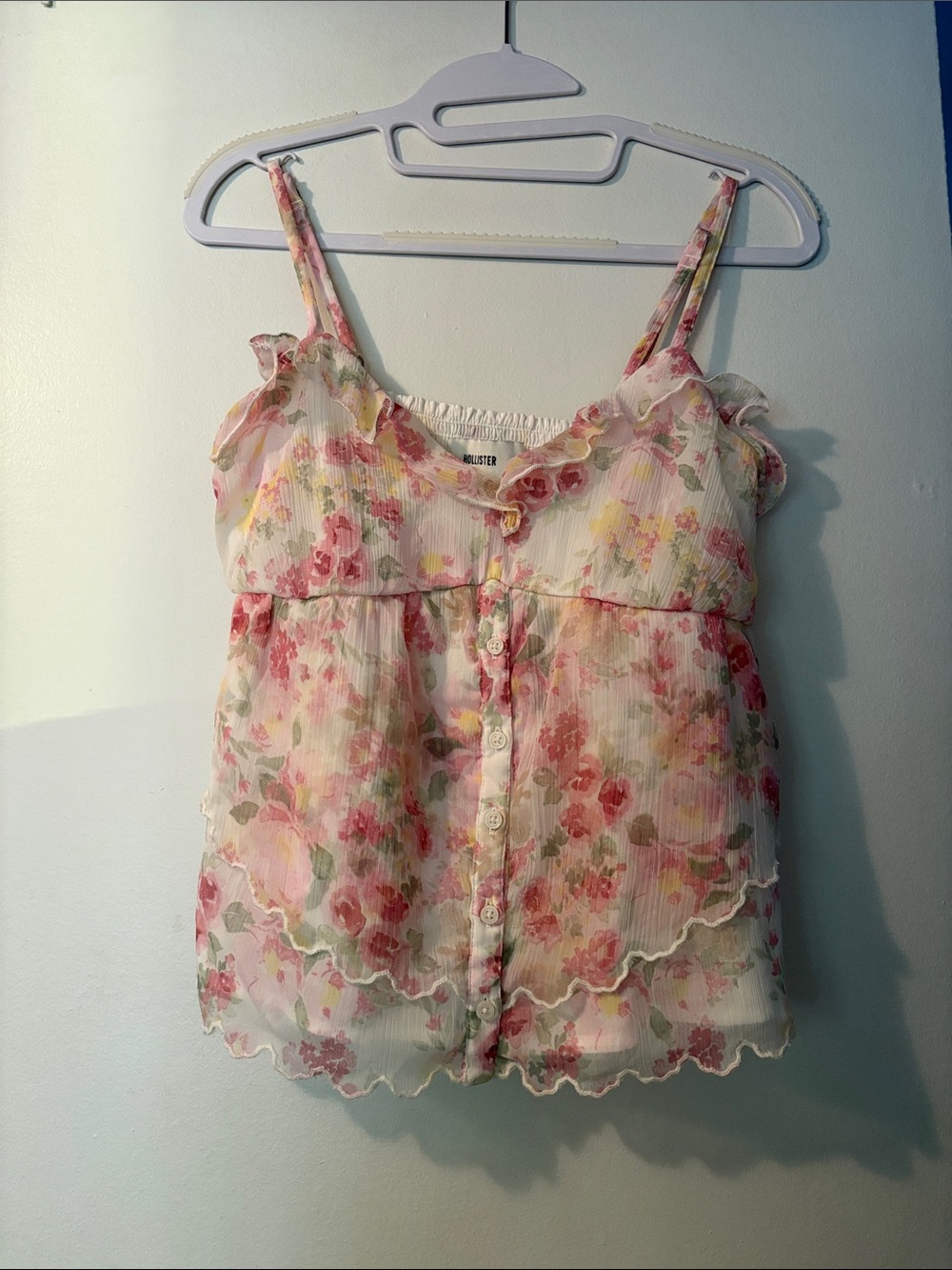 Hollister Pink Floral Button-Front Cami